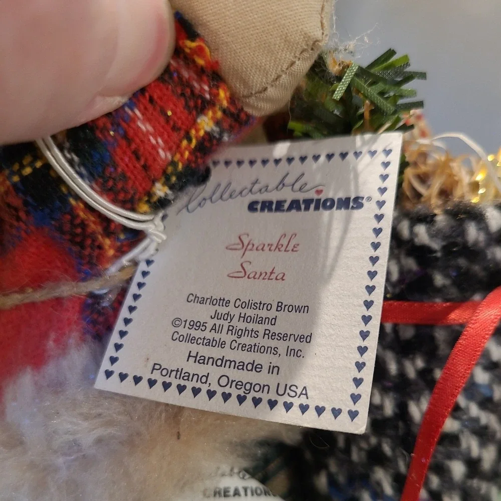 NEW Sparkle Santa Claus Stuffed Figure Collectible Creations 1995 Handmade U.S.A